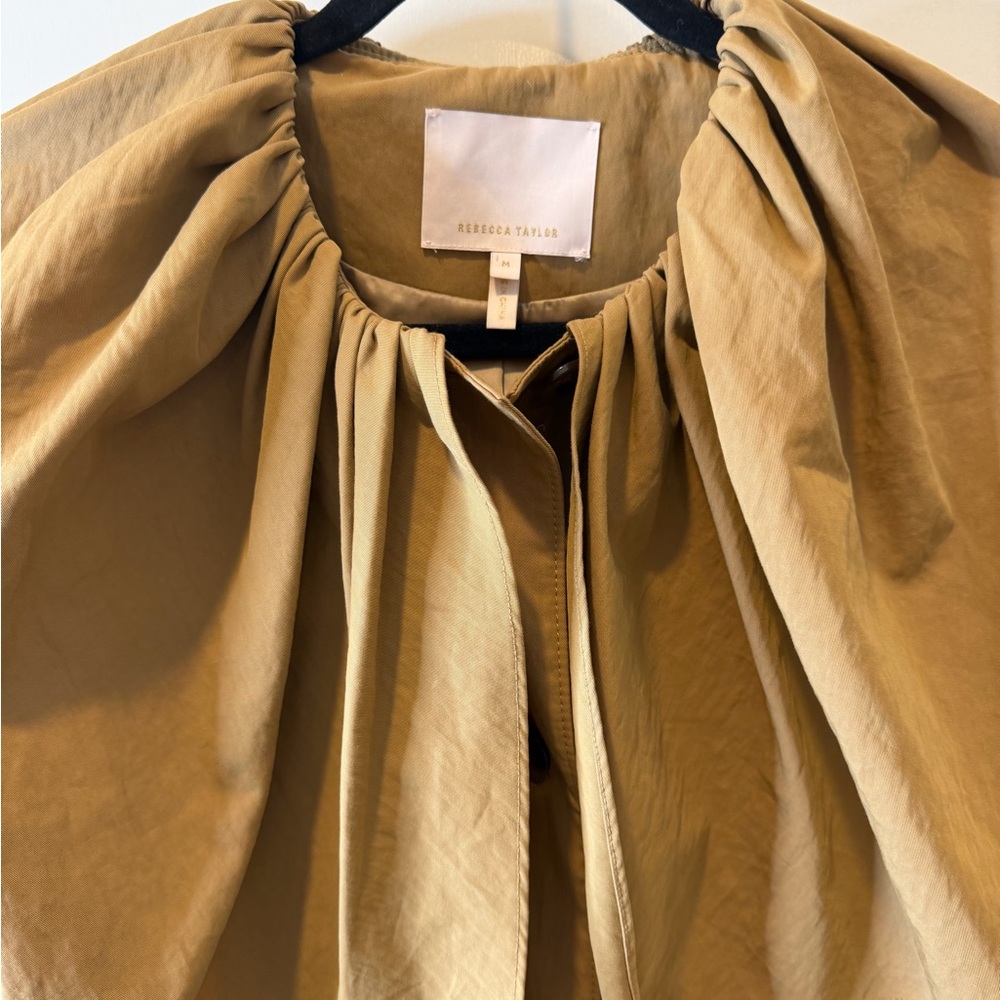 NWT Rebecca Taylor Runway Caped Cotton Trench Coat - Tan/Almond Size M NWOT - Picture 7 of 9
